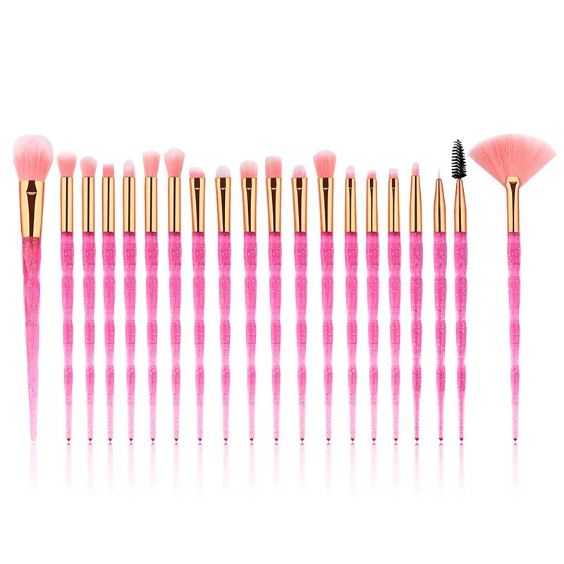 20 Brushes Kit Diamond Makeup Transparent Make-UP Bright Cosmetic Kit