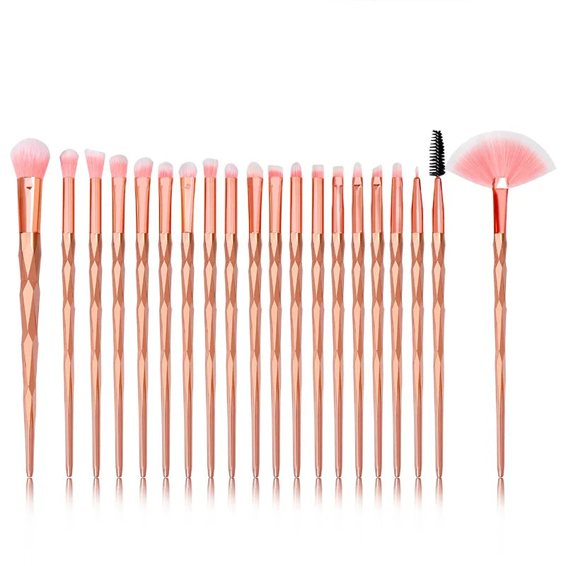 20 Brushes Kit Diamond Makeup Transparent Make-UP Bright Cosmetic Kit