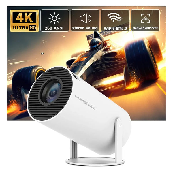 Projector Android 11 4K 1280*720P HY300 Dual Wifi 260ANSI 180°flexible BT5.0 Cinema Outdoor Portable Outdoor Projetor